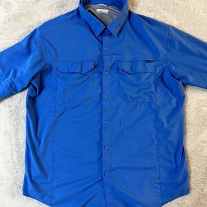 Men's Columbia PFG Vented‎ Fishing Shirt Size XL Full Sleeve Button Royal Blue